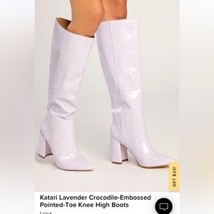 Lavender croc knee high boots